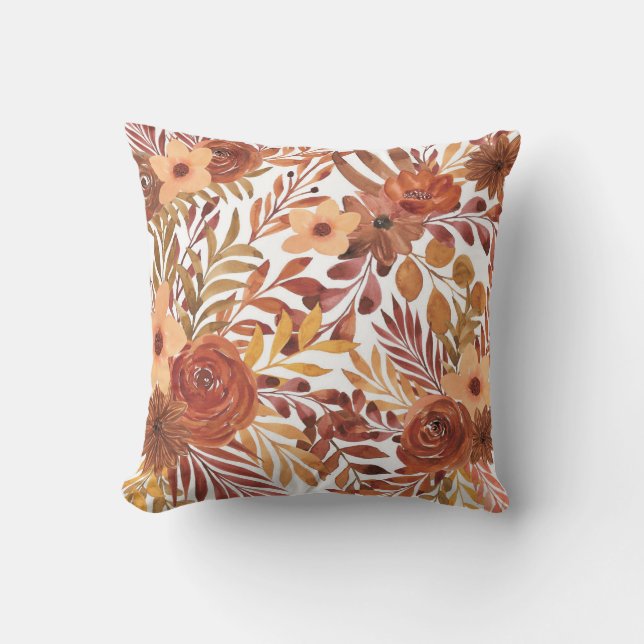 Beautiful Floral Pattern With Bright Autumn Cushion (Front)