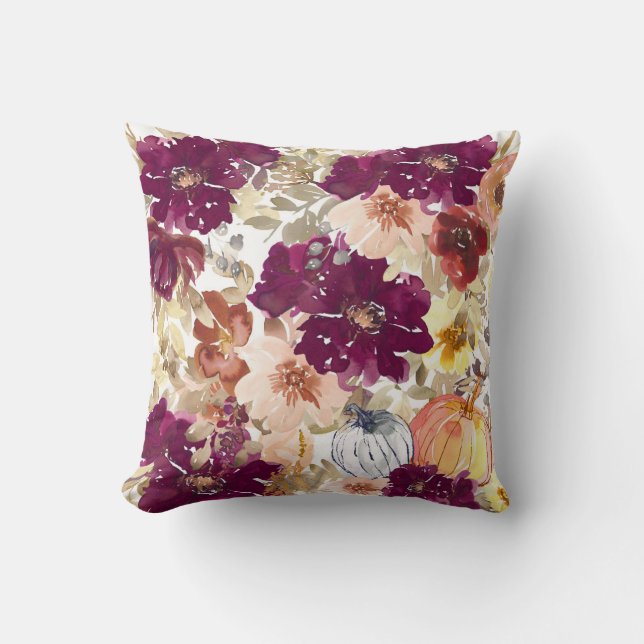 Beautiful Floral Pattern With Bright Autumn Cushion (Front)