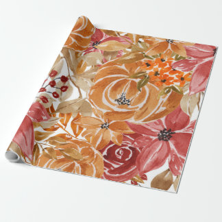 Beautiful Floral Pattern With Bright Autumn Wrapping Paper