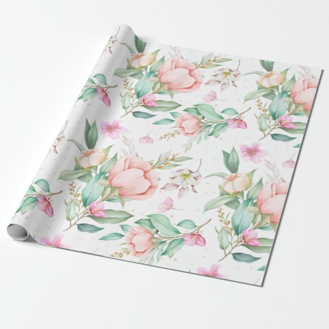 Beautiful Floral pattern Wrapping Paper (Unrolled)