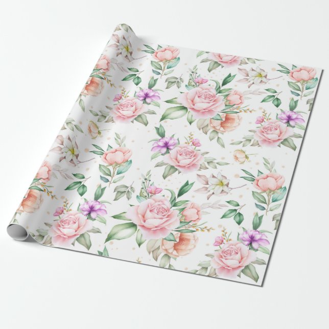 Beautiful Floral pattern Wrapping Paper (Unrolled)