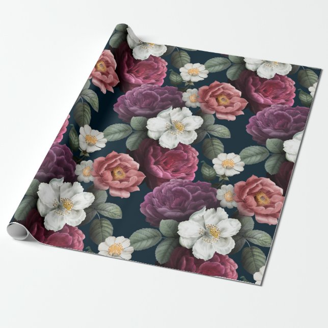 Beautiful Floral pattern Wrapping Paper (Unrolled)
