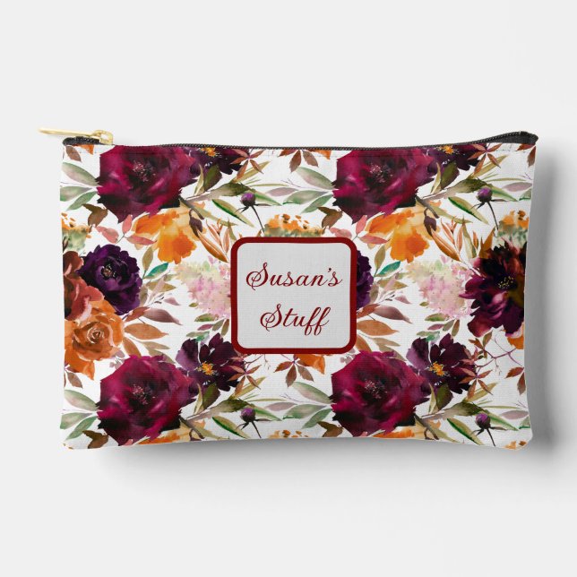 Beautiful Floral Personalised  Accessory Pouch (Front)