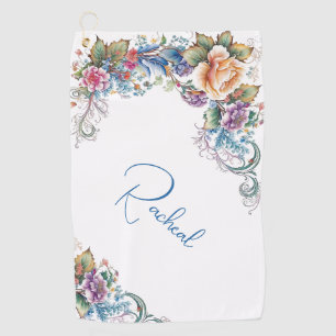 Beautiful Floral Personalised Golf Towel