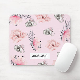 Beautiful Floral Personalized Pastel Pink Mouse Pad