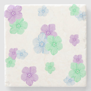 Beautiful Floral Phlox Pattern Colour Pencil - Whi Stone Coaster