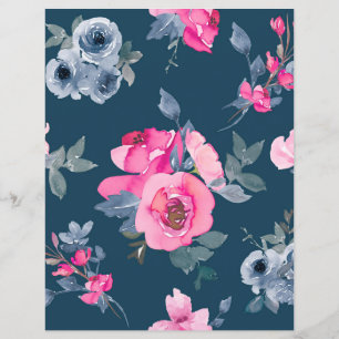 Beautiful floral pink and blue page