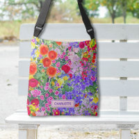 Beautiful floral pretty colourful bag with name