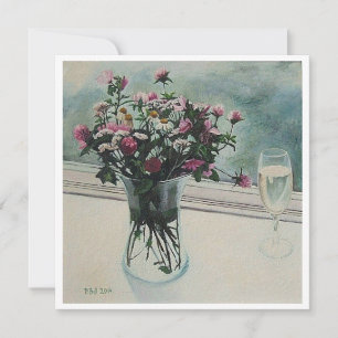 Beautiful floral pretty pink fine art holiday card