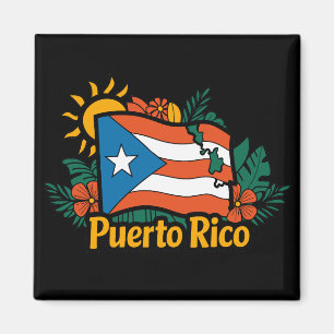 Beautiful Floral Puerto Rico Flag Artwork Magnet