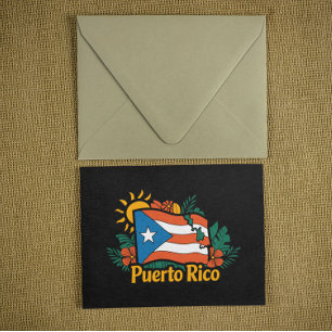 Beautiful Floral Puerto Rico Flag Artwork Postcard