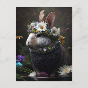 Beautiful Floral Rabbit Postcard