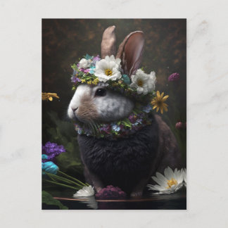 Beautiful Floral Rabbit Postcard