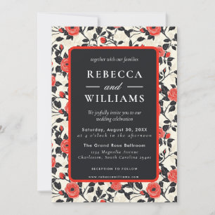Beautiful Floral Rose Flower Romantic Wedding Invitation