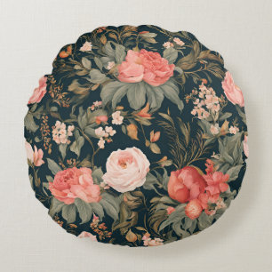 Beautiful Floral Rose Flowers Round Cushion