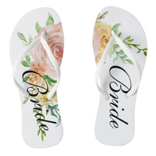 Beautiful Floral Roses Bride Thongs