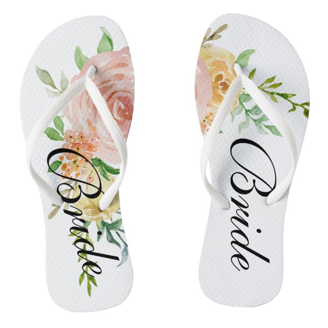 Beautiful Floral Roses Bride Thongs (Footbed)