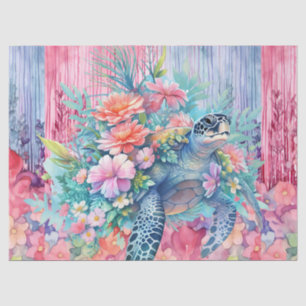 Beautiful Floral Sea Turtle Decoupage  Tissue Paper
