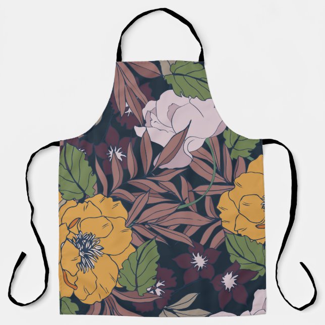 Beautiful Floral: Seamless Pattern Background Apron (Front)