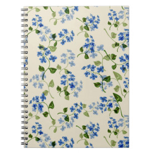 Beautiful floral seamless pattern forget-me-not bl notebook