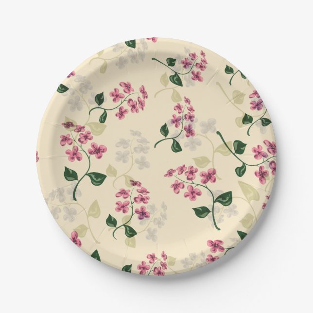 Beautiful floral seamless pattern forget-me-not pi paper plate (Front)