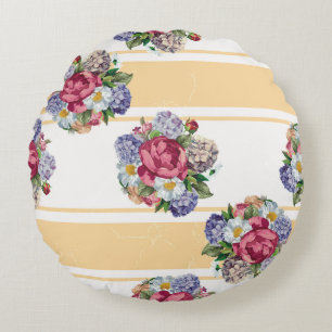 Beautiful floral seamless pattern with hydrangea p round cushion