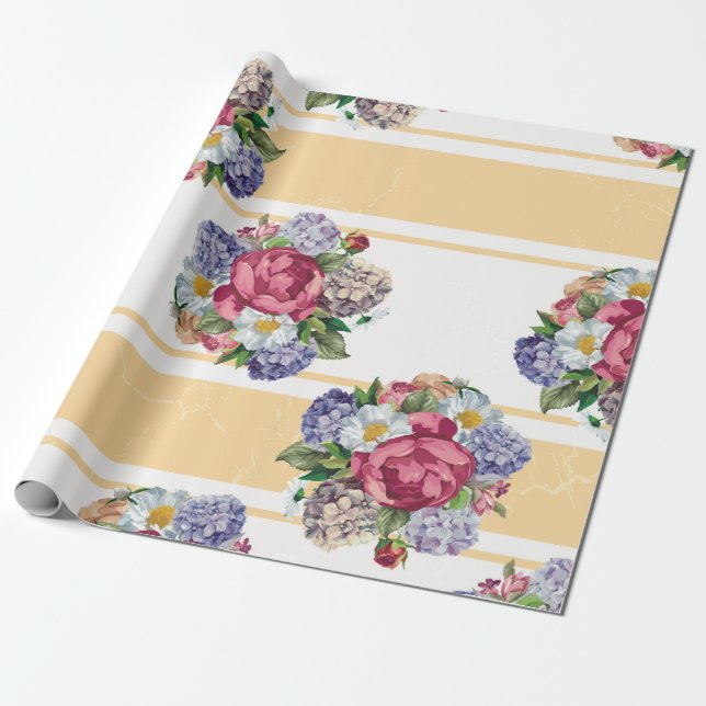 Beautiful floral seamless pattern with hydrangea p wrapping paper (Unrolled)