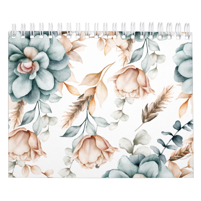 Beautiful floral seamless pattern with vintage  calendar (Cover)
