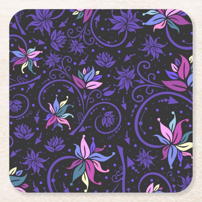 Beautiful Floral Sketch Coaster Set (Front)