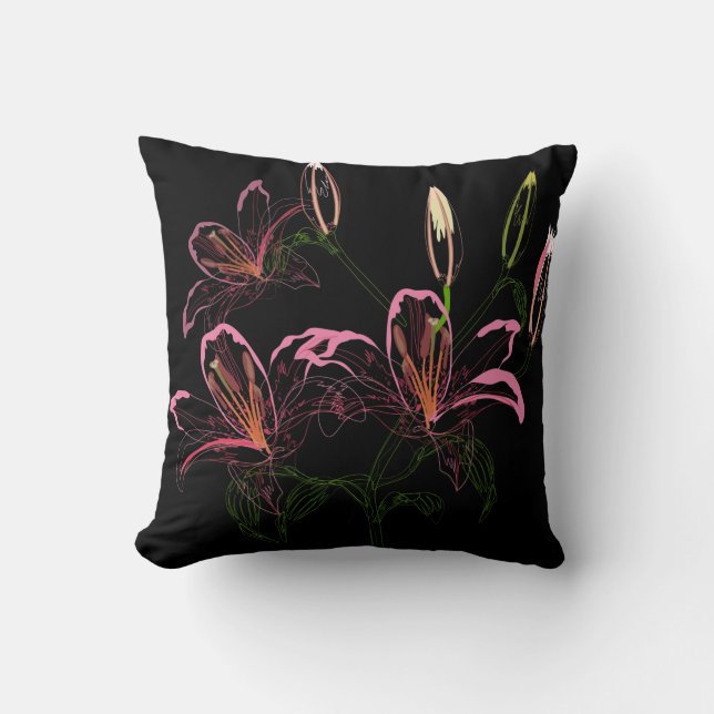 Beautiful Floral Sketch Throw Pillow (Front)