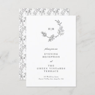Beautiful Floral Sketched Wreath Wedding Reception Enclosure Card