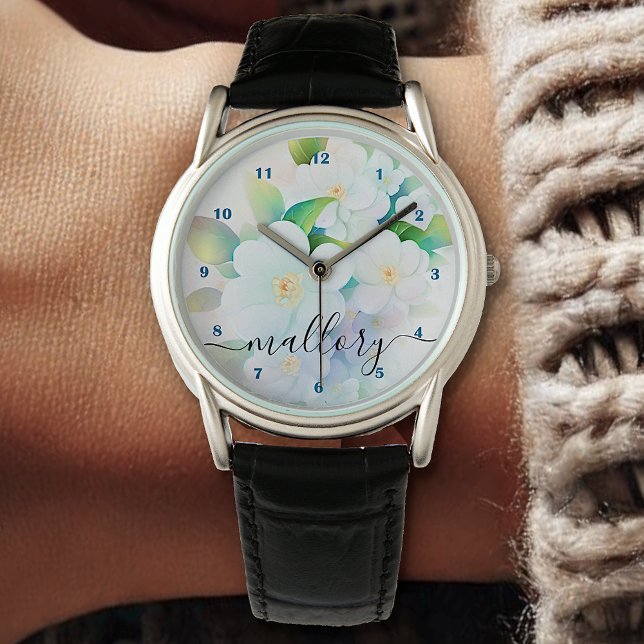 Beautiful Floral Spring White Flowers Watercolor Watch (Creator Uploaded)