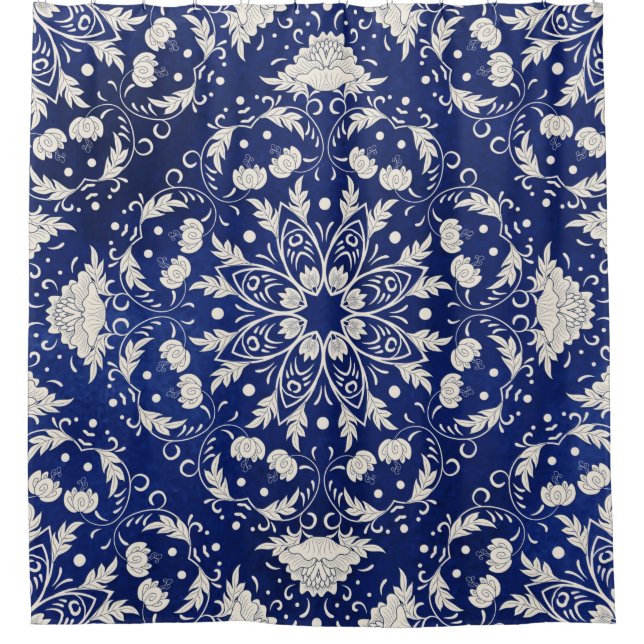 Beautiful floral square pattern shower curtain (Front)
