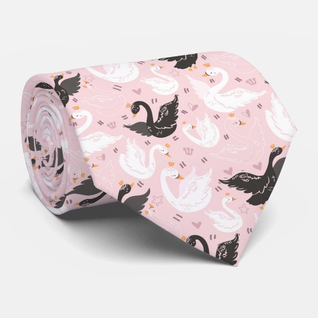 Beautiful Floral Swan Neck Tie (Rolled)
