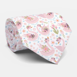 Beautiful Floral Swan Neck Tie
