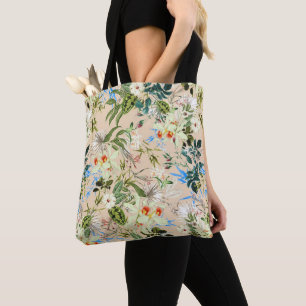 Beautiful Floral Textile Blue & White Flowers Bag