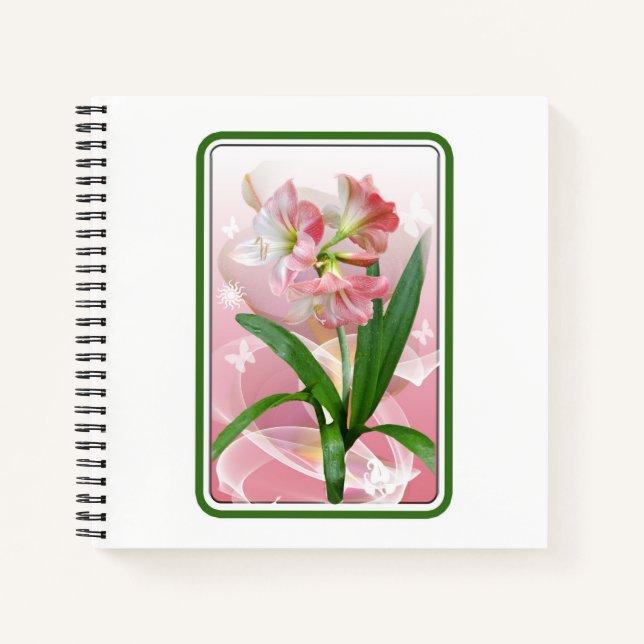 Beautiful Floral Themed Amaryllis Notebook (Front)