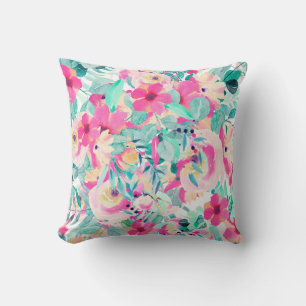 Beautiful Floral Throw Pillow in Spring Colours