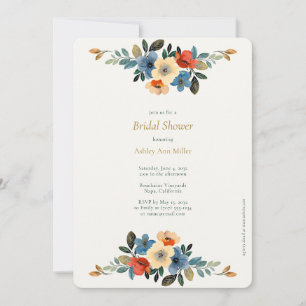 Beautiful Floral Watercolor Bridal Shower Invitation