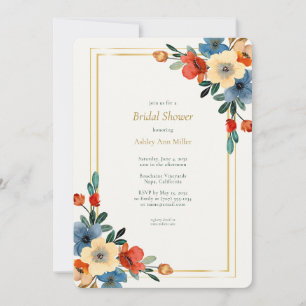 Beautiful Floral Watercolor Bridal Shower Invitation