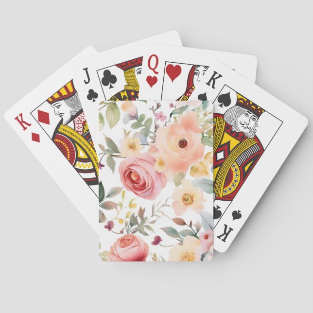 Beautiful Floral Watercolor Classic Playing Cards (Back)
