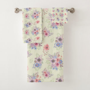 Beautiful Floral Watercolor Garden Towel Set