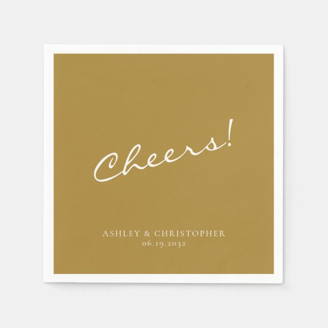 Beautiful Floral Watercolor Gold Wedding Napkin (Front)