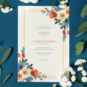 Beautiful Floral Watercolor Ivory Bridal Shower Invitation