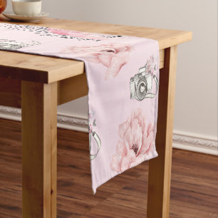 Beautiful Floral watercolor Rose Short Table Runner