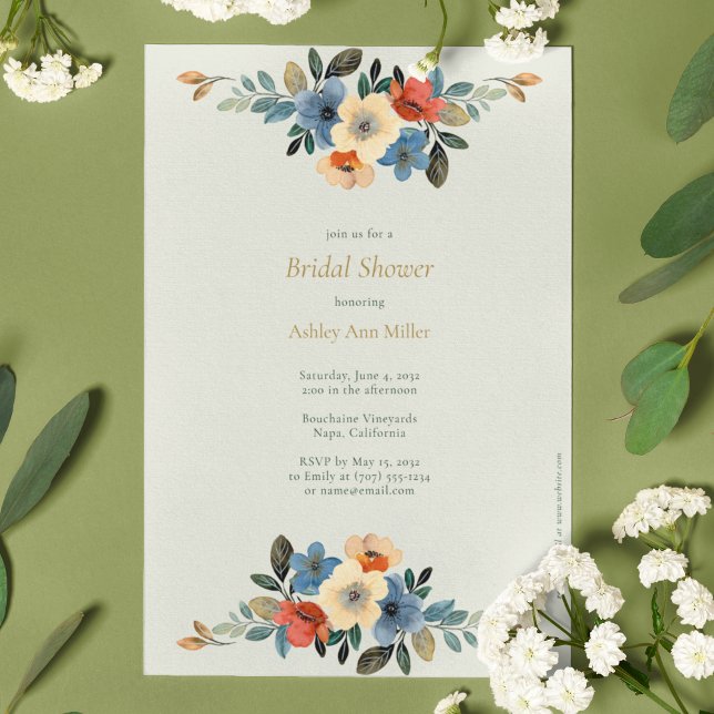 Beautiful Floral Watercolor Sage Bridal Shower Invitation (Creator Uploaded)