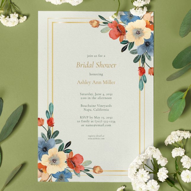 Beautiful Floral Watercolor Sage Bridal Shower Invitation (Creator Uploaded)