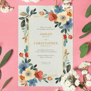 Beautiful Floral Watercolor Sage Wedding Invitation