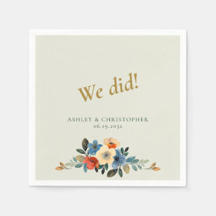 Beautiful Floral Watercolor Sage Wedding Napkin