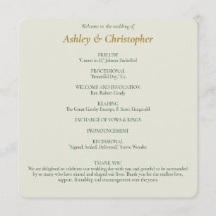 Beautiful Floral Watercolor Sage Wedding Program